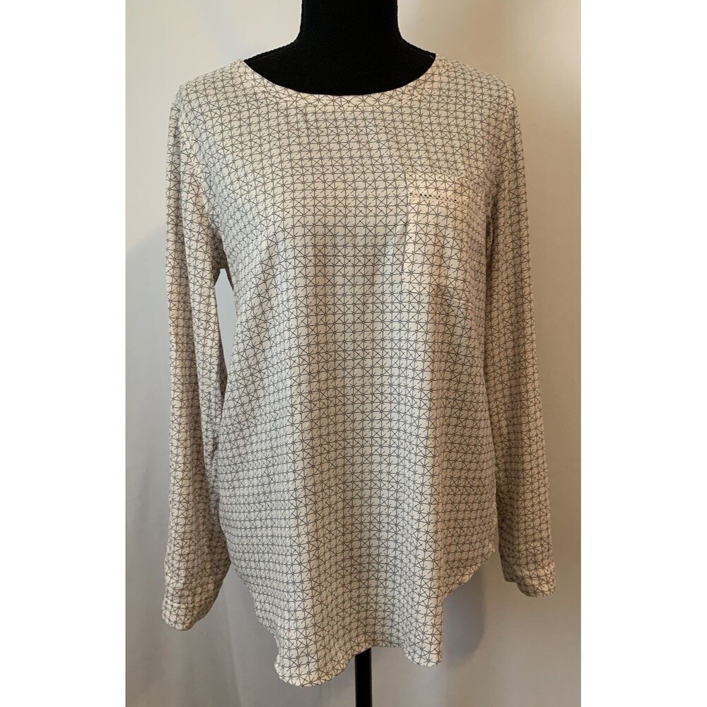 Ann Taylor Top Womens Size Small Long Roll Tab Sleeves Pocket